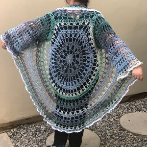 Handmade crochet Circle/Mandela Sweater jacket